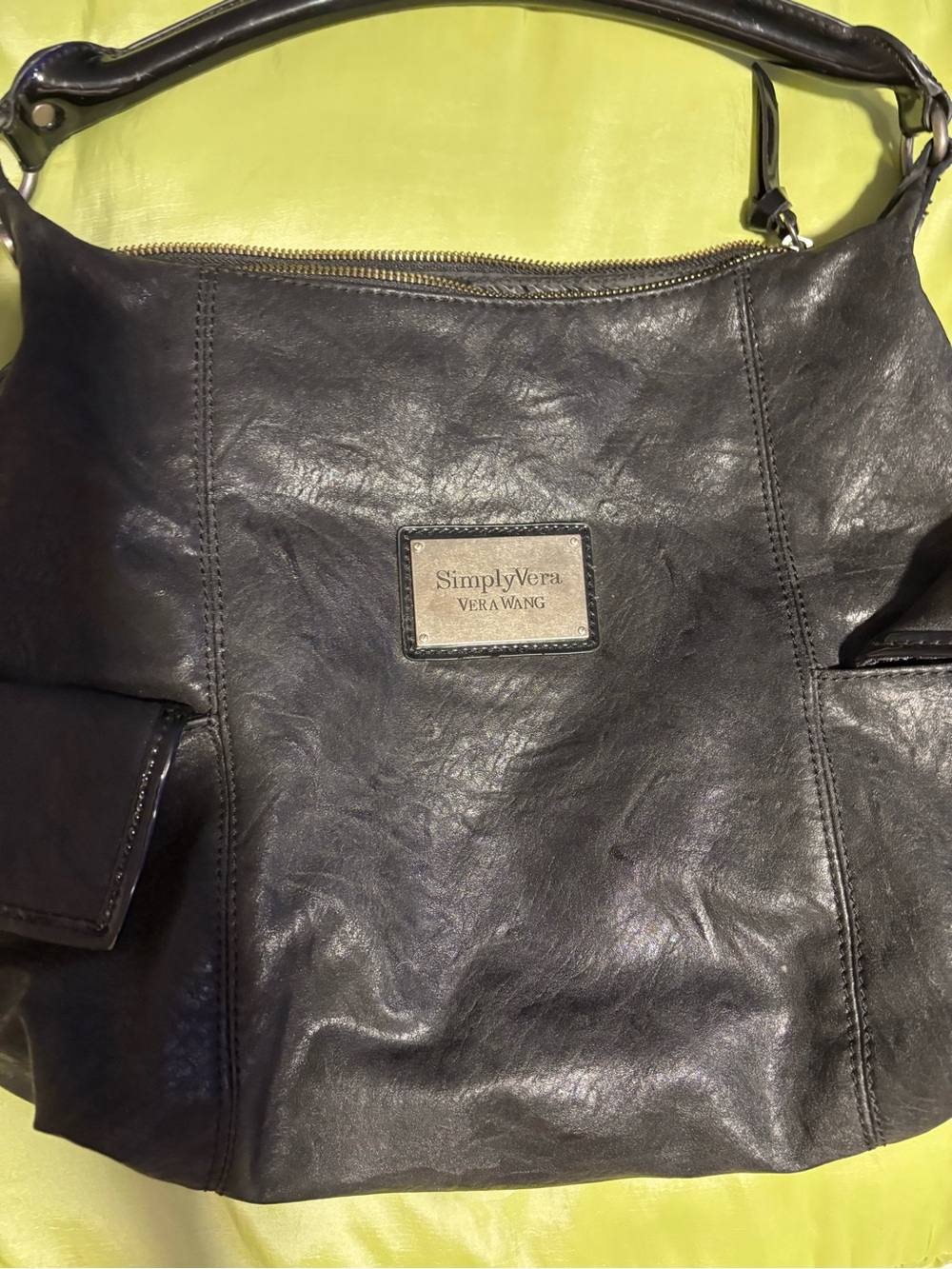 Simply Vera Vera Wang Black Leather Hobo Bag